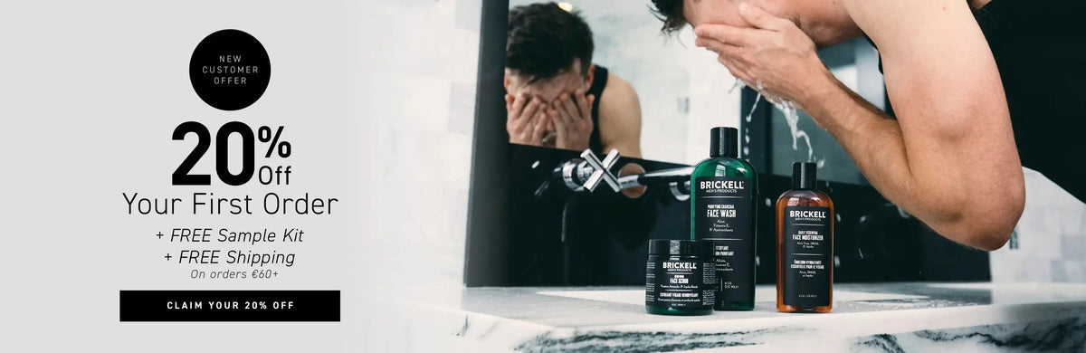 New Customer Offer: 20% off your first order + FREE Sample Kit + FREE Shipping on orders €60+ . Button: Claim your 20% off.
